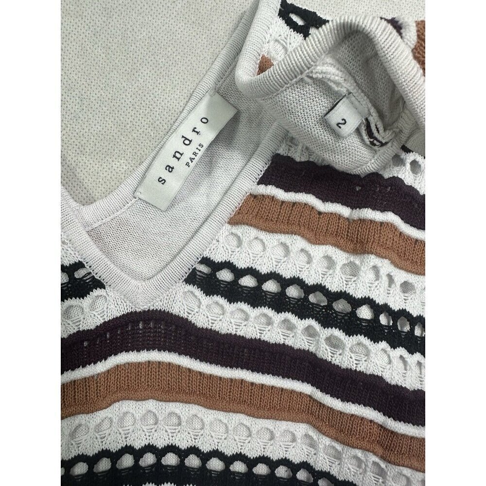 Sandro Paris Rayke Brique Knit Mini Fit And Flare Dress Women’s M READ - Picture 5 of 12